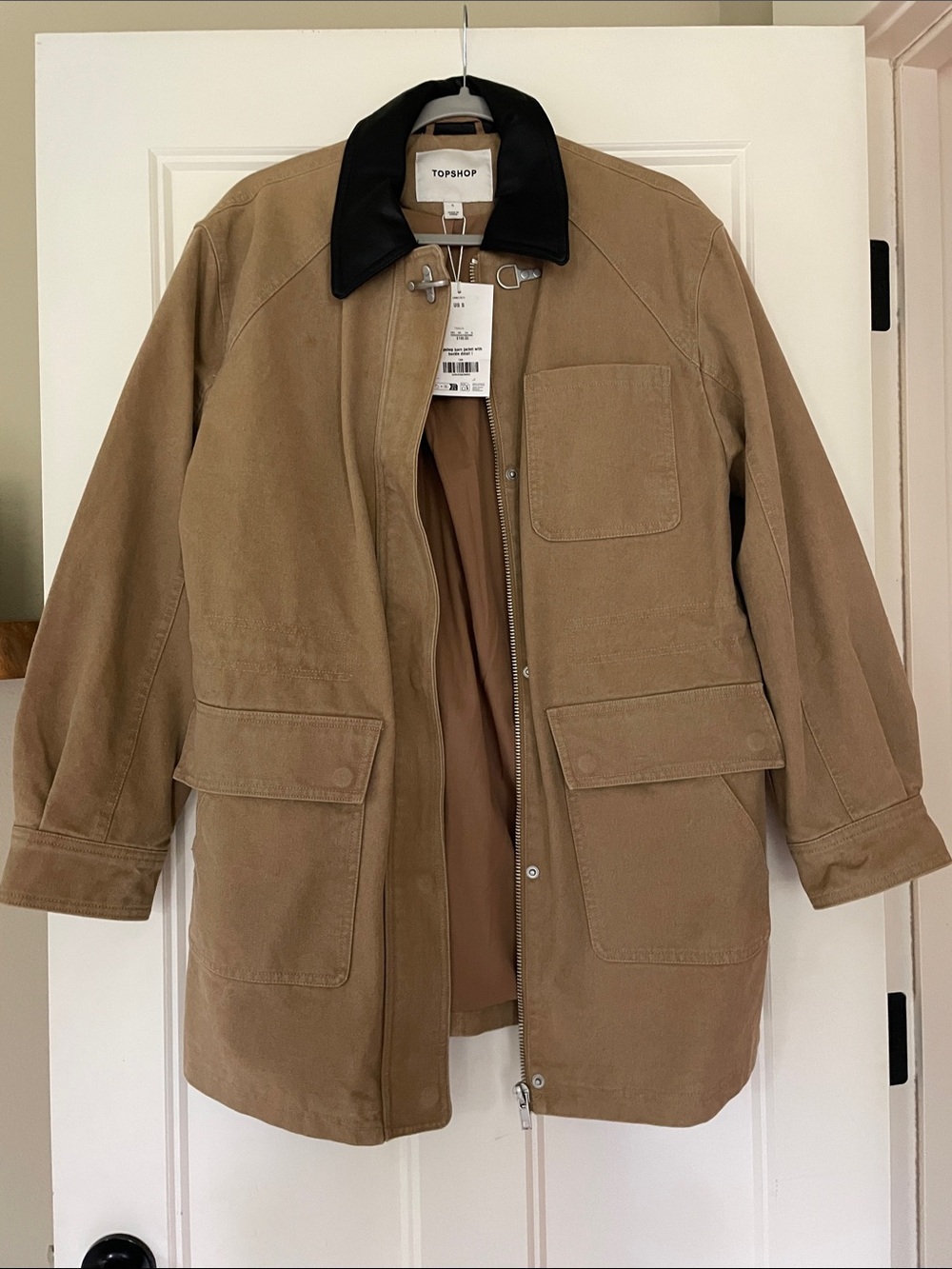 Women’s Topshop Tan Trench Coat with Black Collar